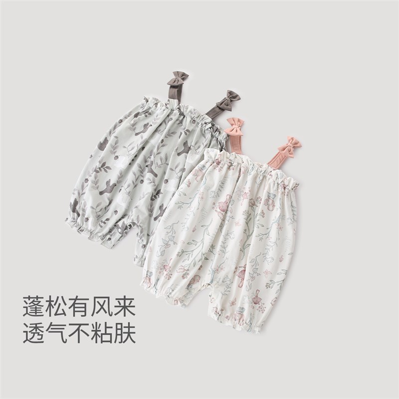 婴儿衣服女宝夏季薄款背带裤小月龄公主装外出Q哈衣宝宝吊带连体