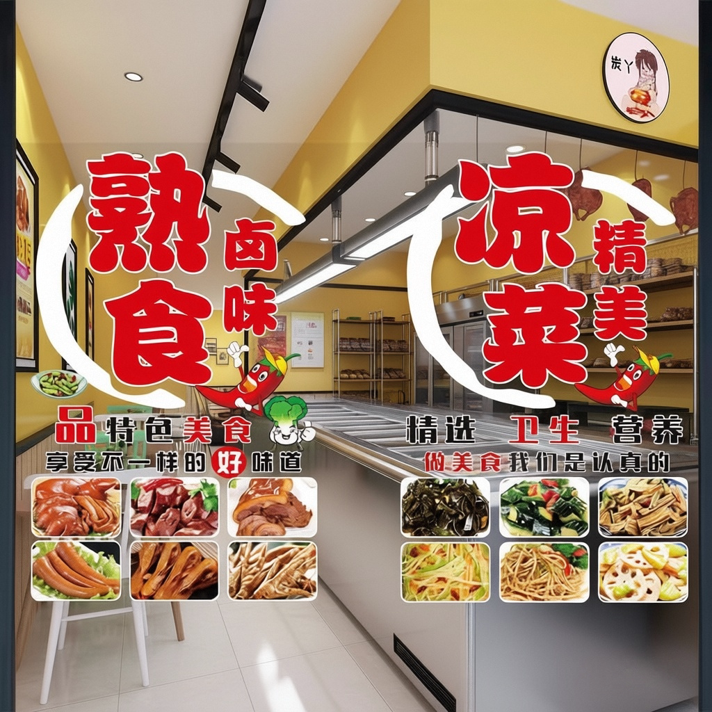 卤菜广告贴纸熟食店鸭货鸡