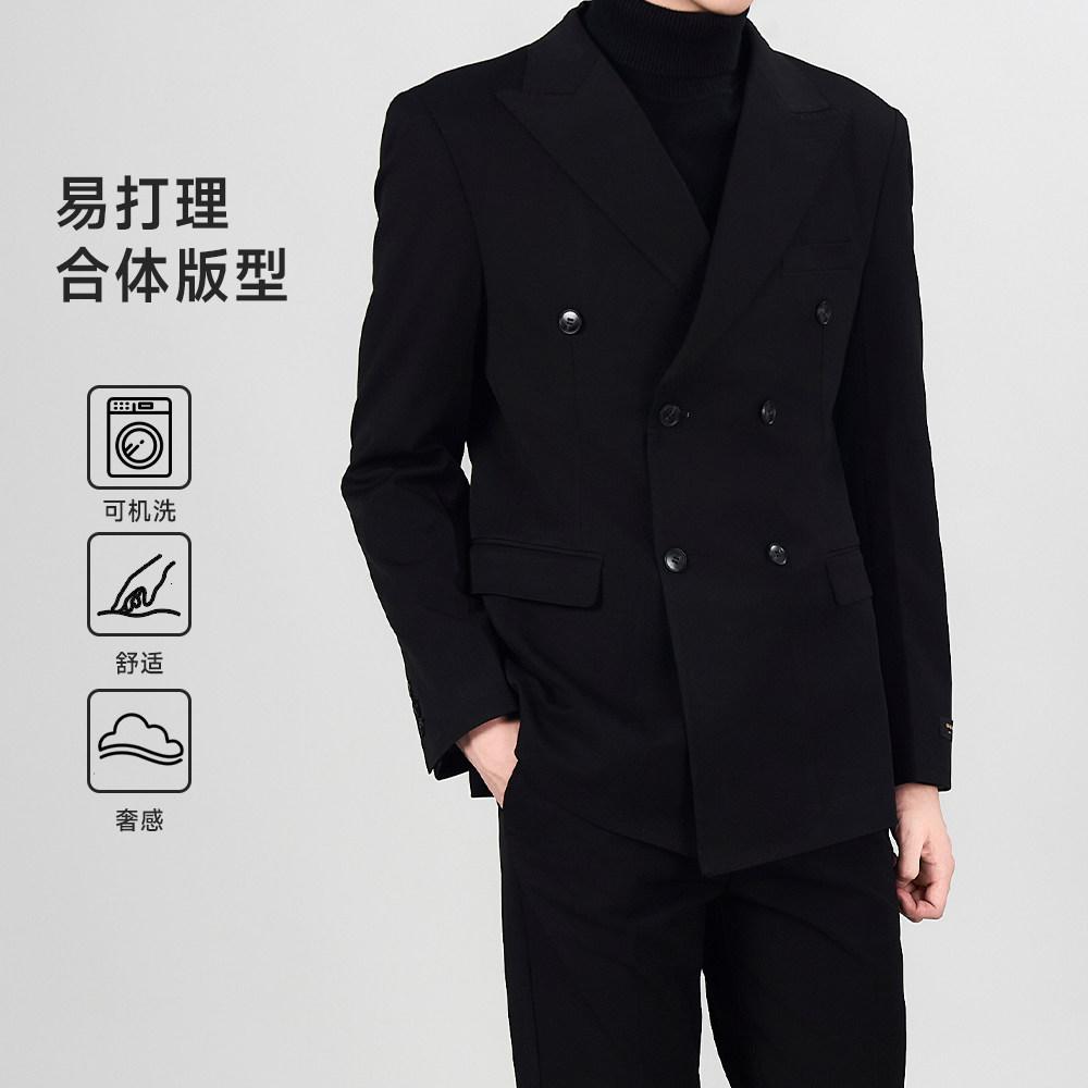 西装男套装双排扣英伦风s痞帅男士高级西服修身正装男款上衣外套