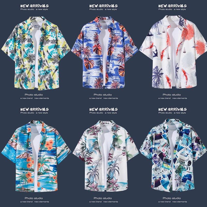 短袖花衬衫海南岛服沙滩服三亚夏威风泰I国旅游男情侣休闲宽松外