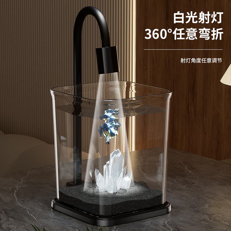 桌面斗鱼缸小型客厅生态造景网红C泰国斗鱼专用缸观赏小夜灯水族