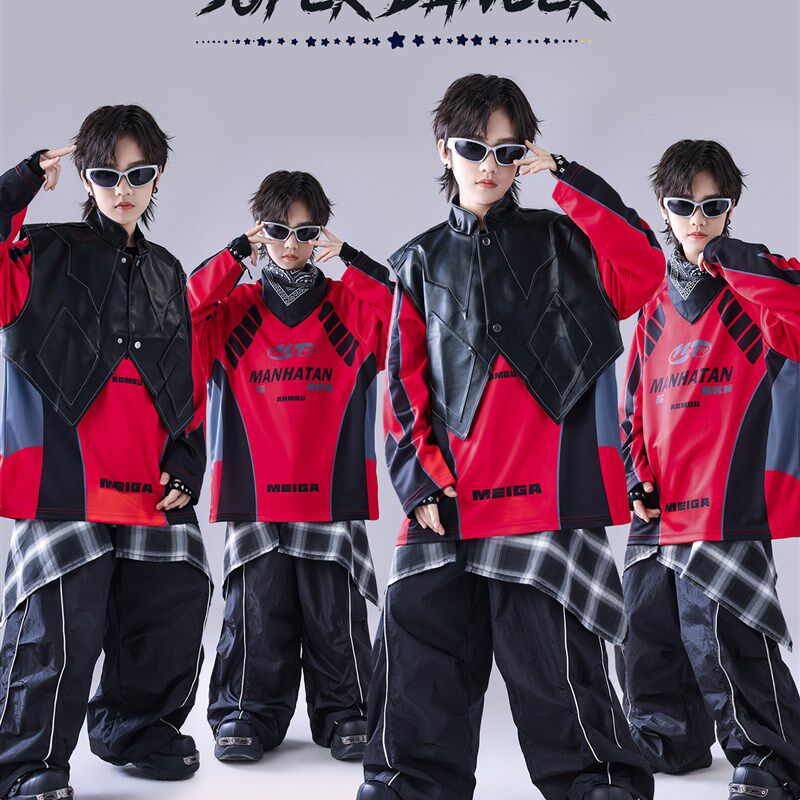 元旦儿童喜庆演出j服架子鼓男童帅气套装少儿街舞服装hiphop童装