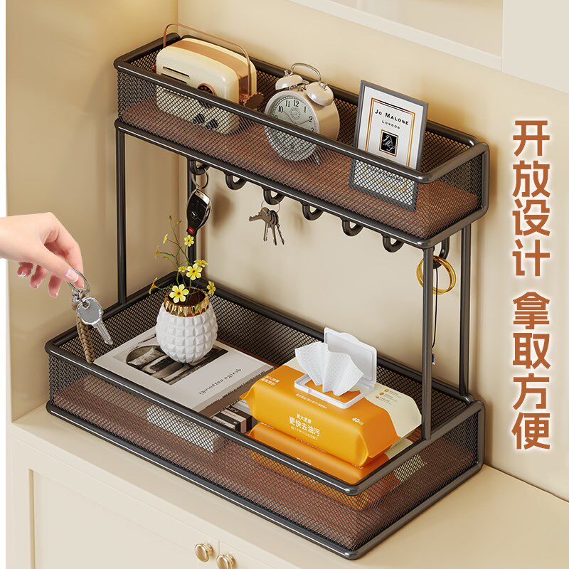 入户玄关置物架钥匙收纳架鞋柜上桌E面装饰摆件展示架家用门厅挂