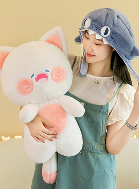 可爱鲨猫玩偶睡觉抱枕鲨bewe猫公仔毛绒玩具创意布娃娃女生日礼物