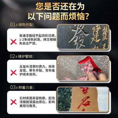 墓石碑专用漆碑文补金p粉漆油漆不掉色描金箔油性水性小瓶红色颜