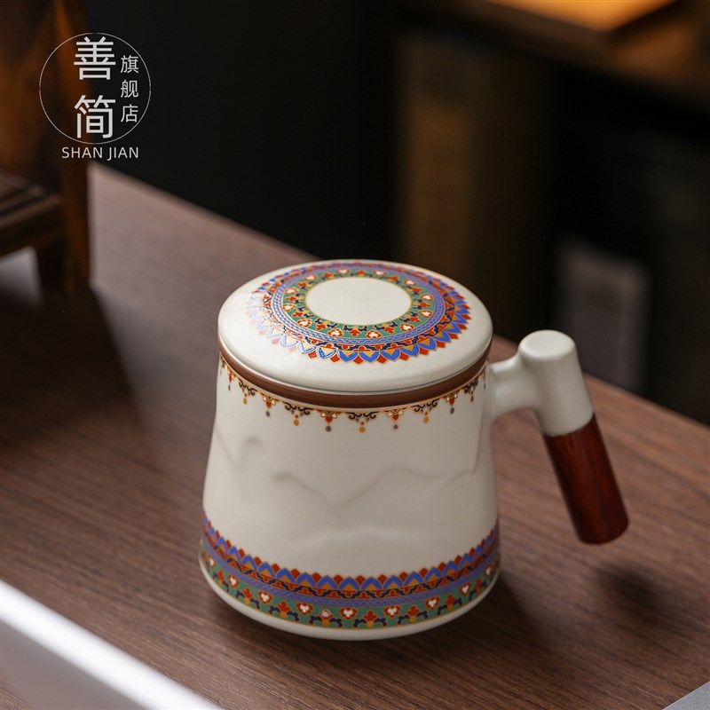 精选汝窑敦煌茶杯带盖过滤泡茶杯家用办公个人专用茶水分离水杯子,餐饮具,茶杯,淘宝优惠券,粉丝福利购,淘宝优惠卷