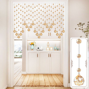 洛曼斯新款水晶珠帘客厅隔断帘玄关过道对门遮挡挂帘珠子门帘成品