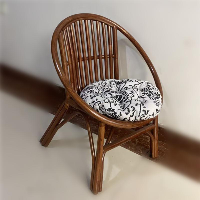 天然真藤椅全藤杆老人椅太阳椅圆形阳台家用休闲靠背椅单人小椅子