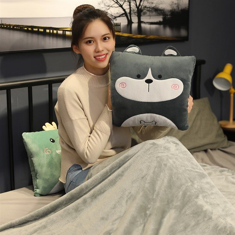 精选抱枕被子两用珊瑚绒可爱午睡办公室汽车载多功能抱枕毯子三二,居家布艺,抱枕被,淘宝优惠券,粉丝福利购,淘宝优惠卷