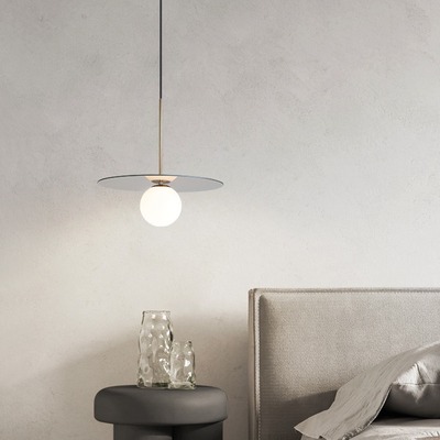 日式餐厅玻璃吊灯创意咖啡厅吧台餐桌飞碟灯意式设计师卧室床头灯