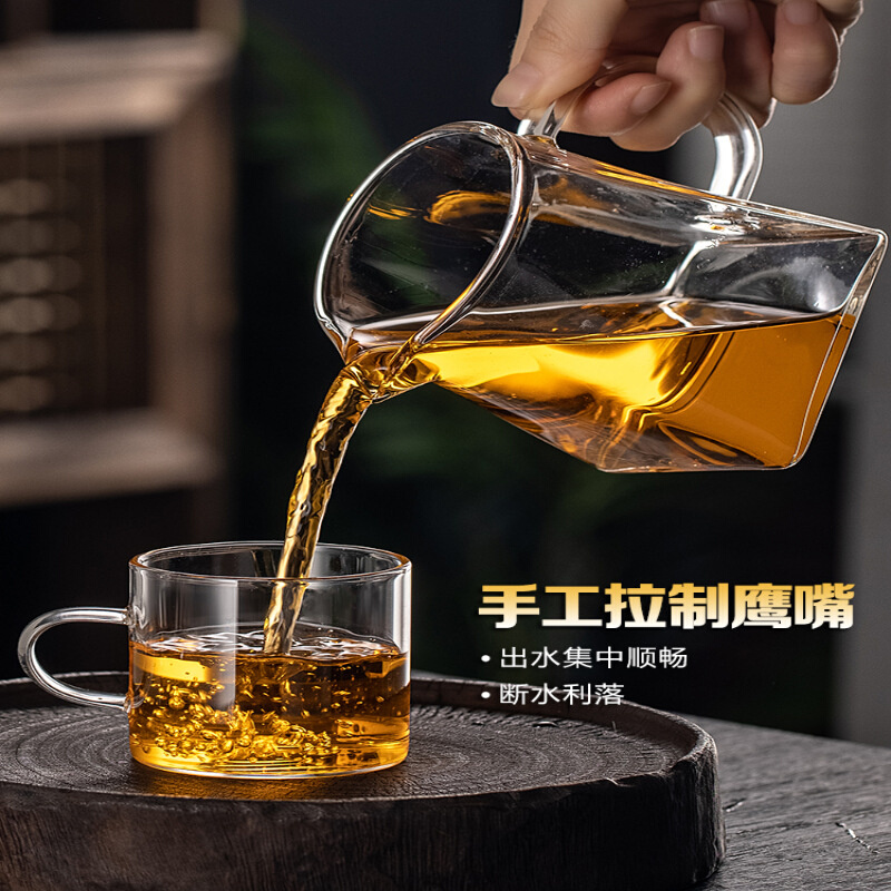 高档不锈钢茶漏过滤网公杯套装耐热高加厚玻璃公道杯分茶