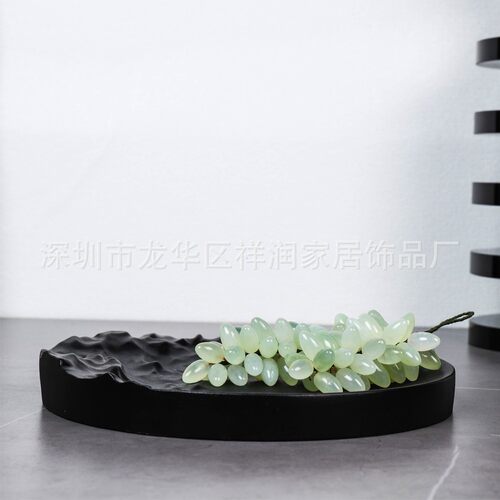 现代极简样板房水波纹山脉树脂托盘摆件售楼部果盘果娄软装饰
