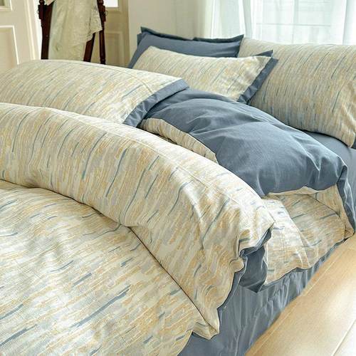 2025新潮流水洗棉麻四件套亚麻床单和配套床单旧粗布双层纱布床上