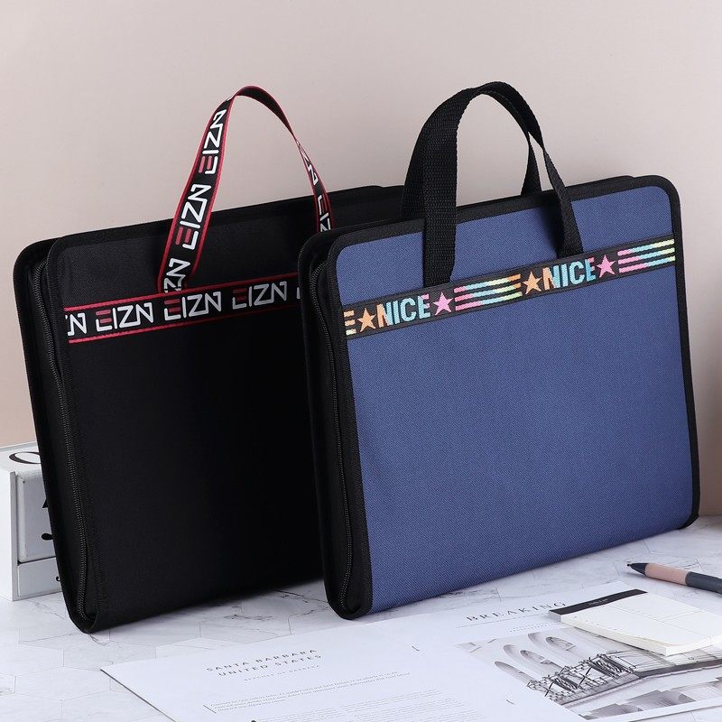 精选试卷夹文件夹多层学生收纳a4手提文件袋商务便携帆布风琴包卷