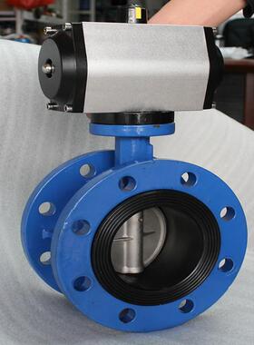 D641X-16气动法兰蝶阀快速切断球墨铸铁软密封衬胶三元乙丙