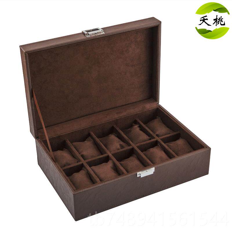 正品夭桃(械饰品)藏皮革手表盒皮质机表石英链表收纳盒手首饰收