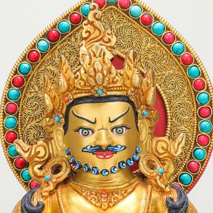 黄财7神佛尼像泊尔手工铜鎏金藏式 正品 民族风家用黄室内摆件财神