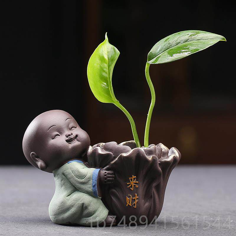 正品配新紫中式禅意小和摆件砂精品茶宠家居花尚器水培花瓶可养茶
