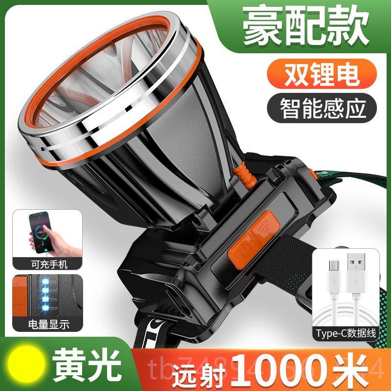 正品野人头灯强光可充电戴式感手应电筒野外工作头超小亮锂电led图片