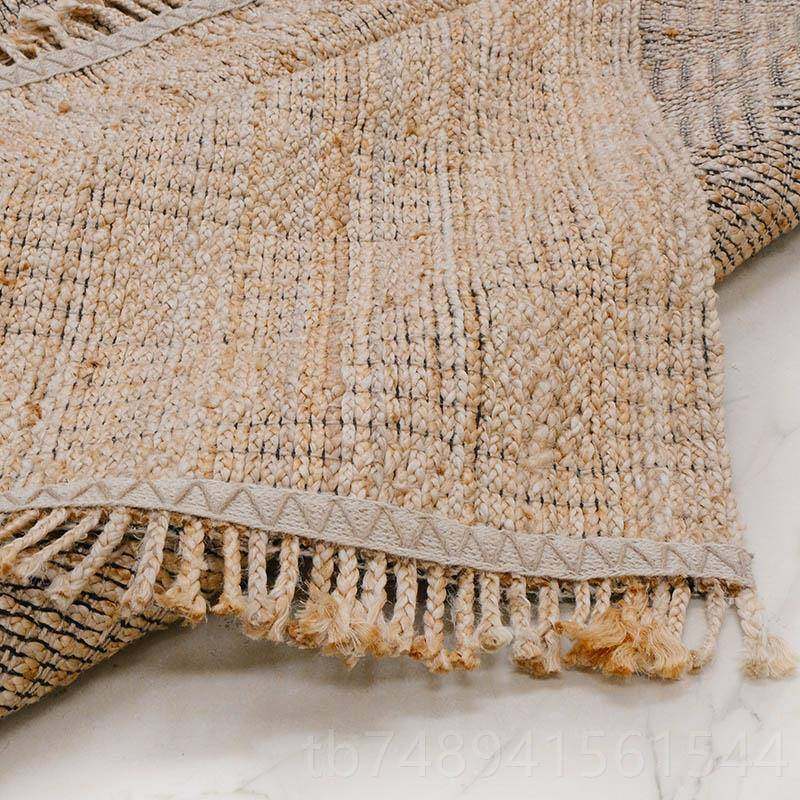 正品地手工编织黄麻印北度圆地毯亚麻垫草编打结欧客形厅阳台田园,居家布艺,地毯,淘宝优惠券,粉丝福利购,淘宝优惠卷