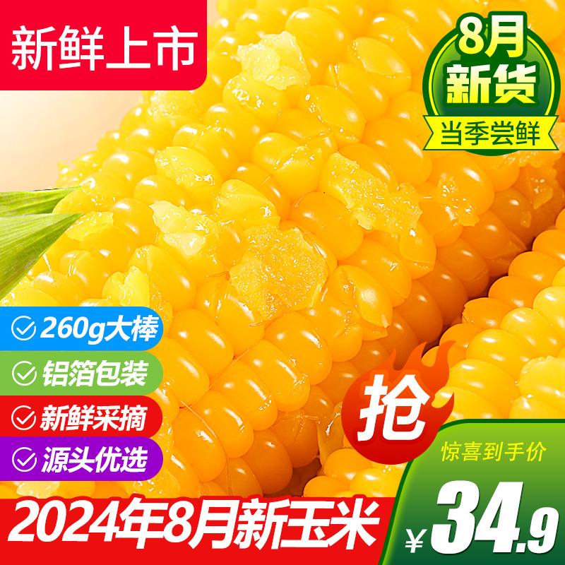 玉米新鲜糯玉米东北鲜制黄糯玉米10支甜玉米真空铝箔包装新鲜玉米