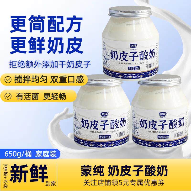 蒙纯奶皮子酸奶内蒙特产鲜奶皮老酸奶650g桶装0添加剂内蒙老酸奶