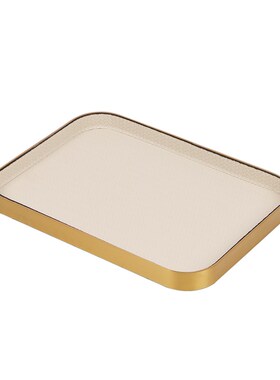 不锈钢拉丝高档皮革桌面收纳托盘客厅茶几套装摆件简约现代香薰盘