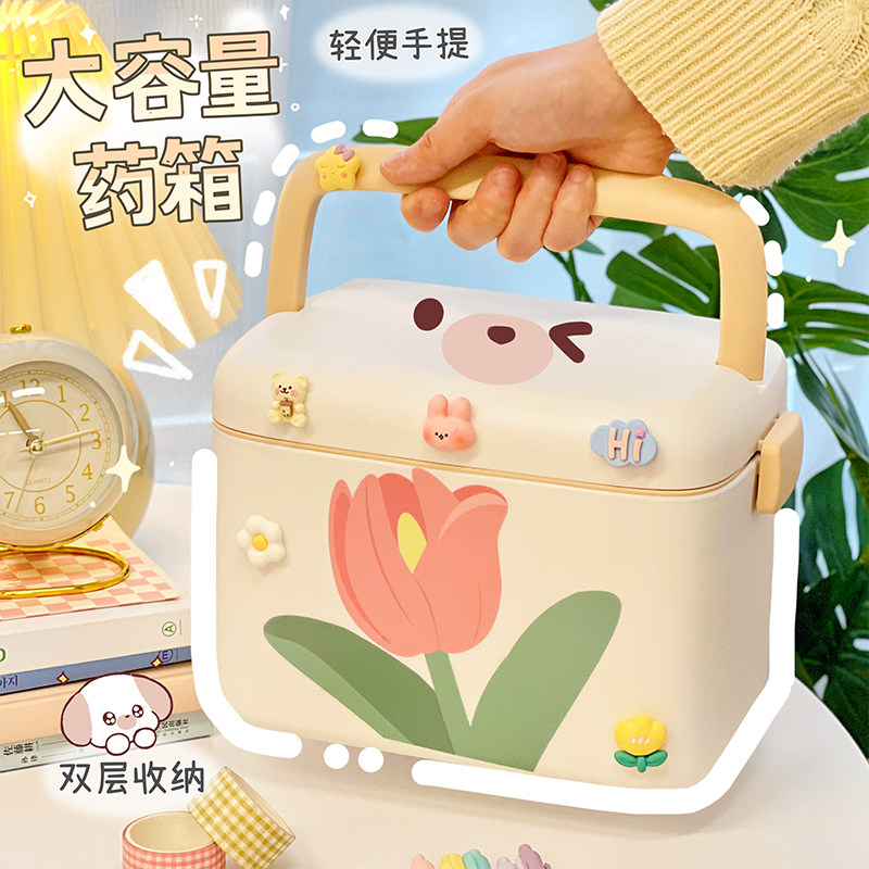 家用医药箱小型家庭急救药品整理储存箱子收纳箱学生宿舍便携手提
