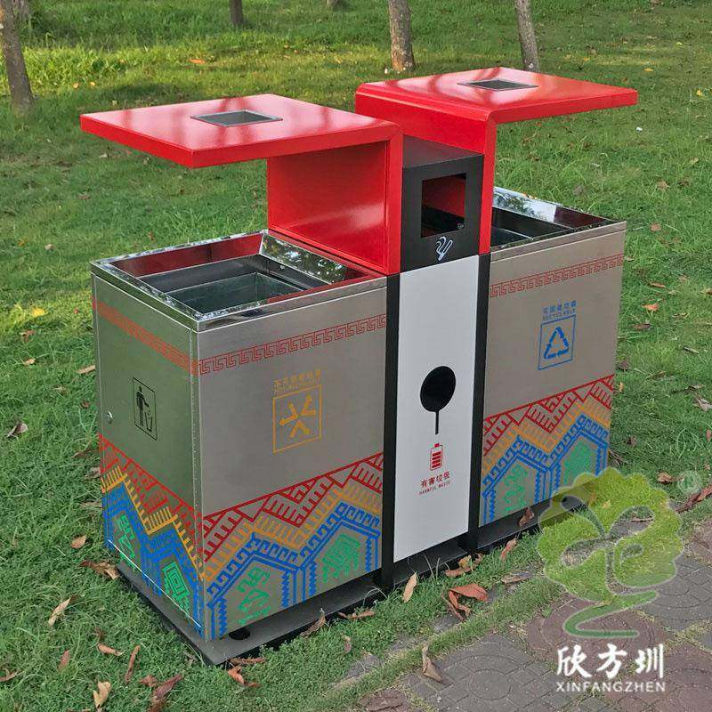 201不锈钢两分类户外垃圾桶街道公园小区UV打印皮果箱环卫清洁桶,基础建材,不锈钢垃圾桶,淘宝优惠券,粉丝福利购,淘宝优惠卷