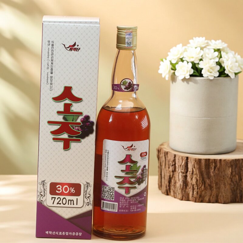 30度朝鲜白酒原装进口白鹤山烧酒枸杞白杏不老梅原味金达莱正宗
