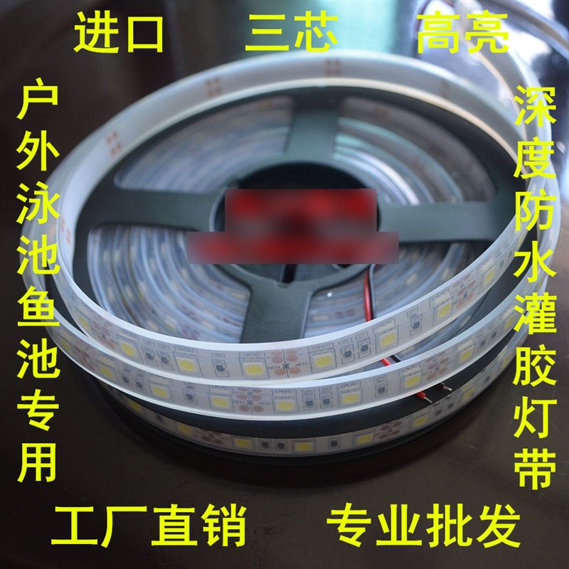 led12v5050灯带60珠超高亮水下软灯条鱼池灌胶户外捕银鱼深度防水