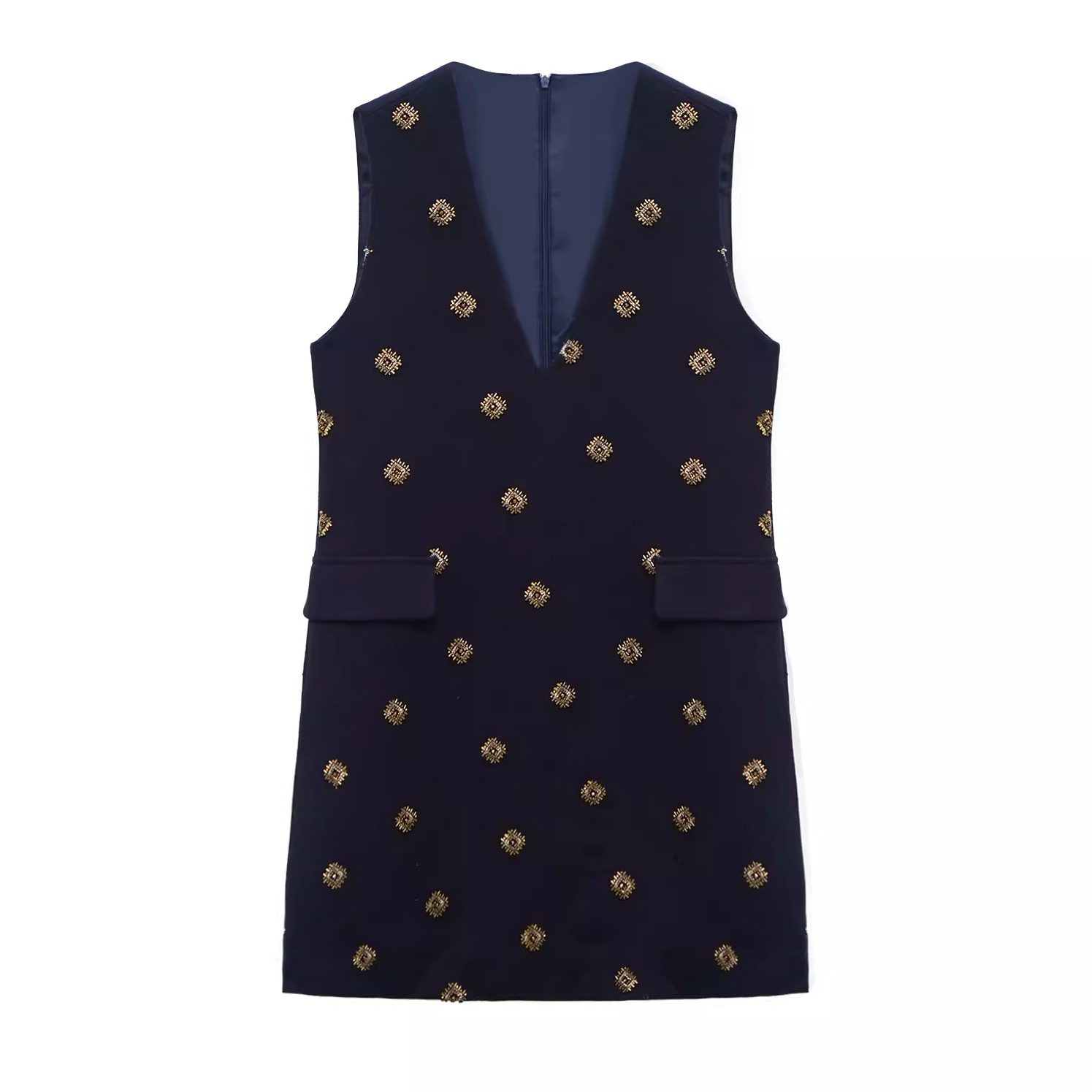 2025秋冬复古重工钉珠V领背心裙女高级感收腰显瘦连衣裙OLQW-1753,女装/女士精品,连衣裙,淘宝优惠券,粉丝福利购,淘宝优惠卷