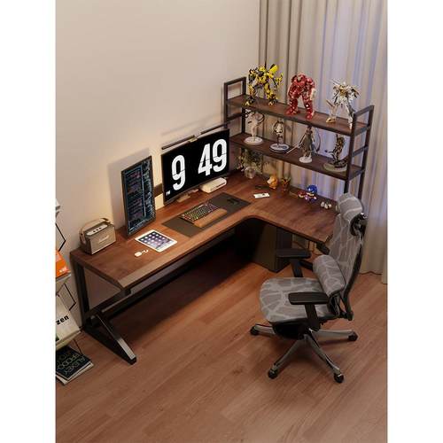 实木转角七字型书桌家用l型办公桌电脑桌卧室拐角电竞桌异形桌子