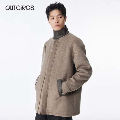 OUTCiRCS复古撞色拼接毛呢夹克