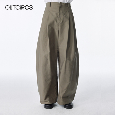 OUTCiRCS压褶立体感阔腿裤