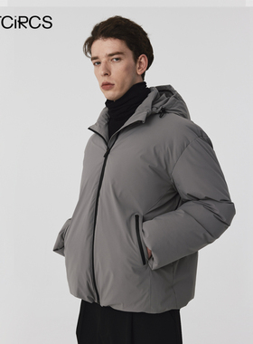OUTCiRCS机能风长袖羽绒服白鸭绒冬季新款男士简约保暖连帽外套