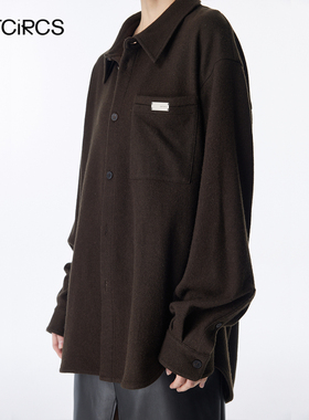 OUTCiRCS简约羊毛衬衫 2025秋冬新款上衣宽松休闲衬衫