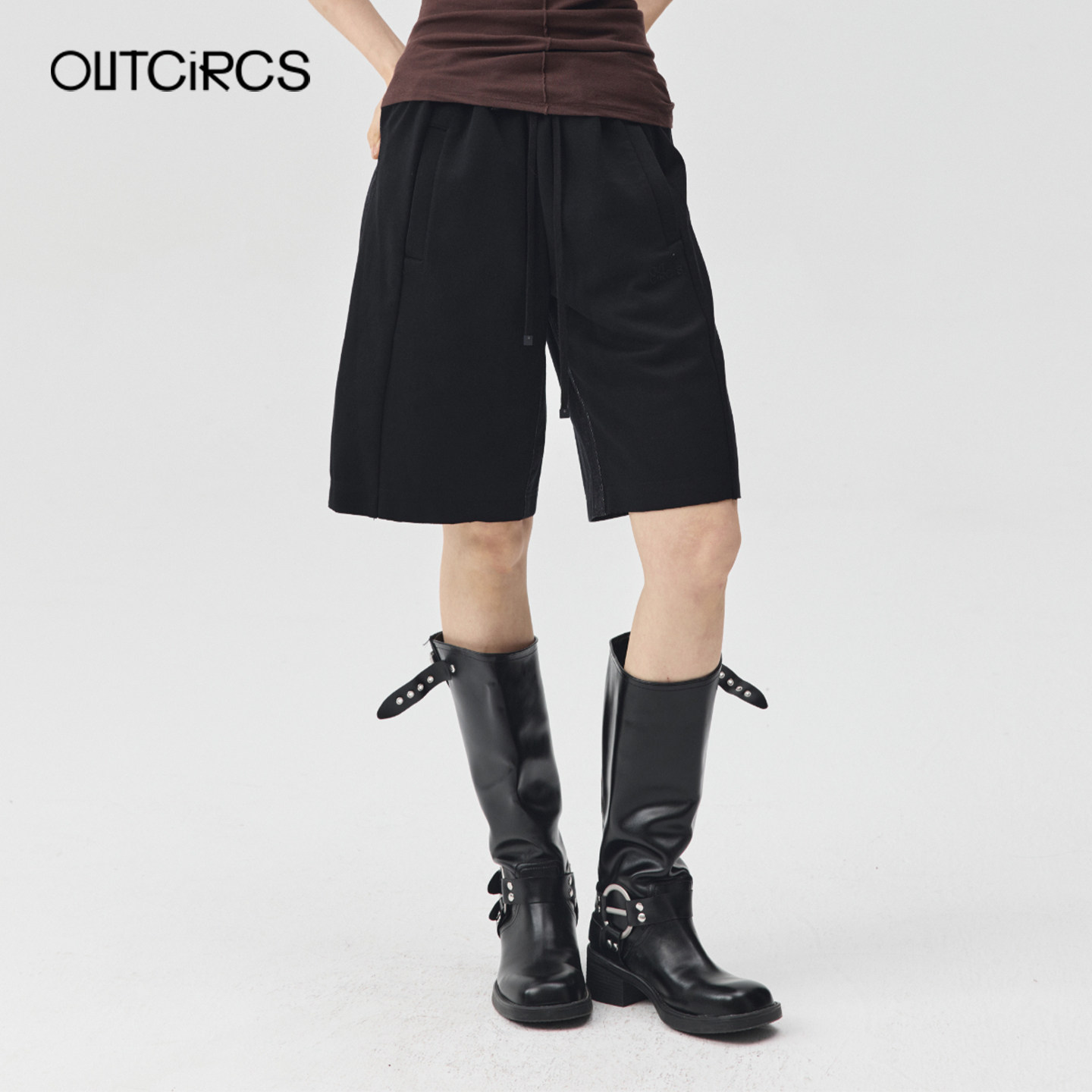 OUTCiRCS26SS女款牛仔拼接休闲五分裤夏季新款短裤