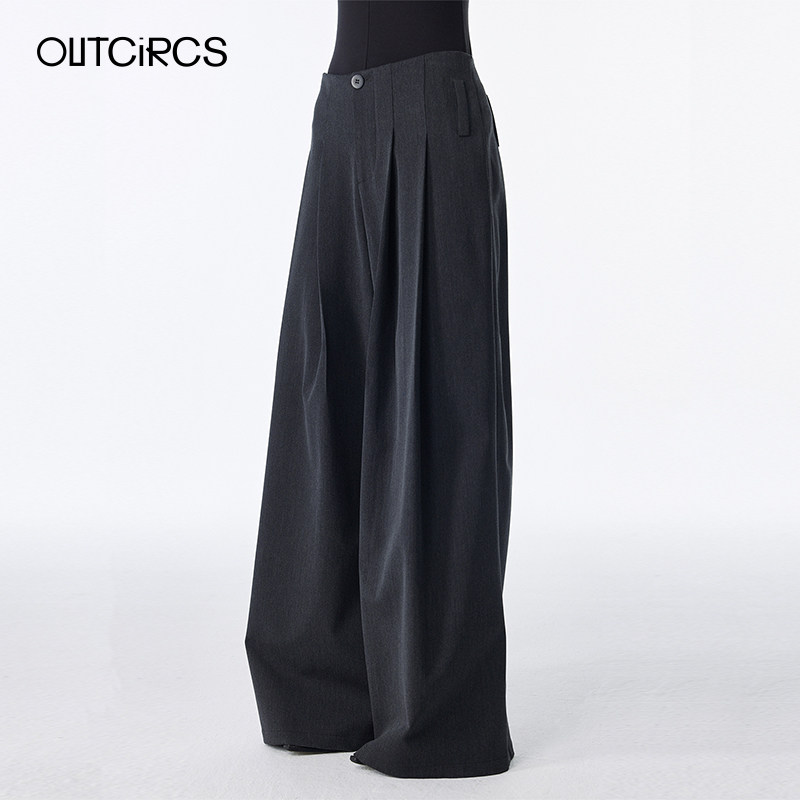OUTCiRCS宽腰带垂坠阔腿西装裤