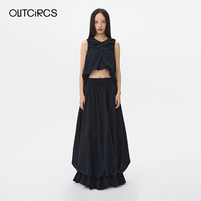 OUTCiRCS自然细纹泡泡长裙