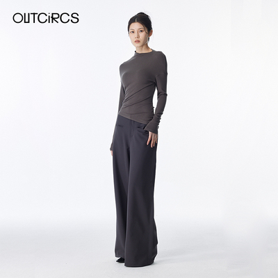 OUTCiRCS前插口袋侧缝细节阔腿裤