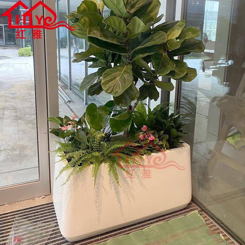 户外玻璃钢长方形花盆商场售楼部组合花器庭院种植花槽景观花箱