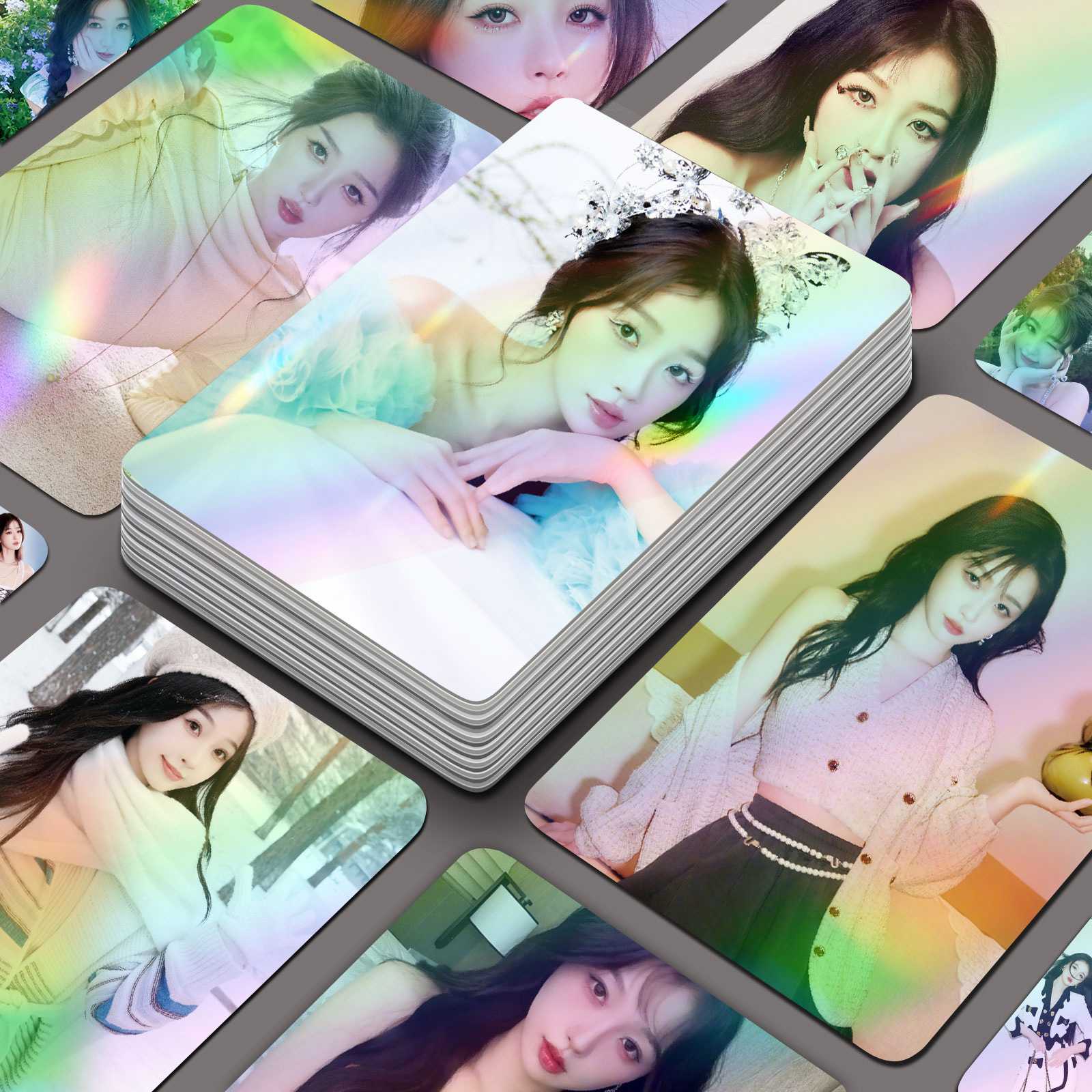 虞书欣镭射小卡55张不重复周边高颜同款盒装高清小卡lomo卡明信片