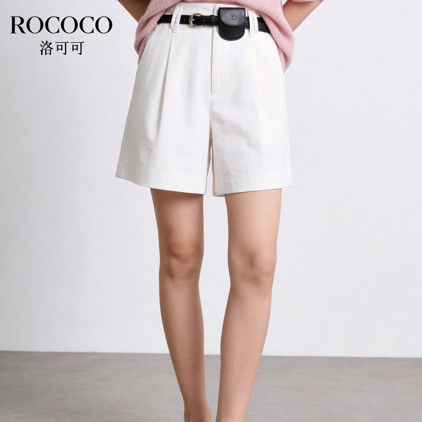 ROCOCO/洛可可通勤亚麻五分裤女士夏季轻薄透气显瘦休闲短裤
