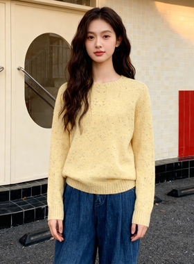 ROCOCO/洛可可2025冬点纱圆领基础款软糯显瘦百搭套头羊毛衫
