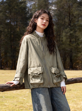 ROCOCO/洛可可明星同款绿色工装外套设计感时尚简约大口袋上衣