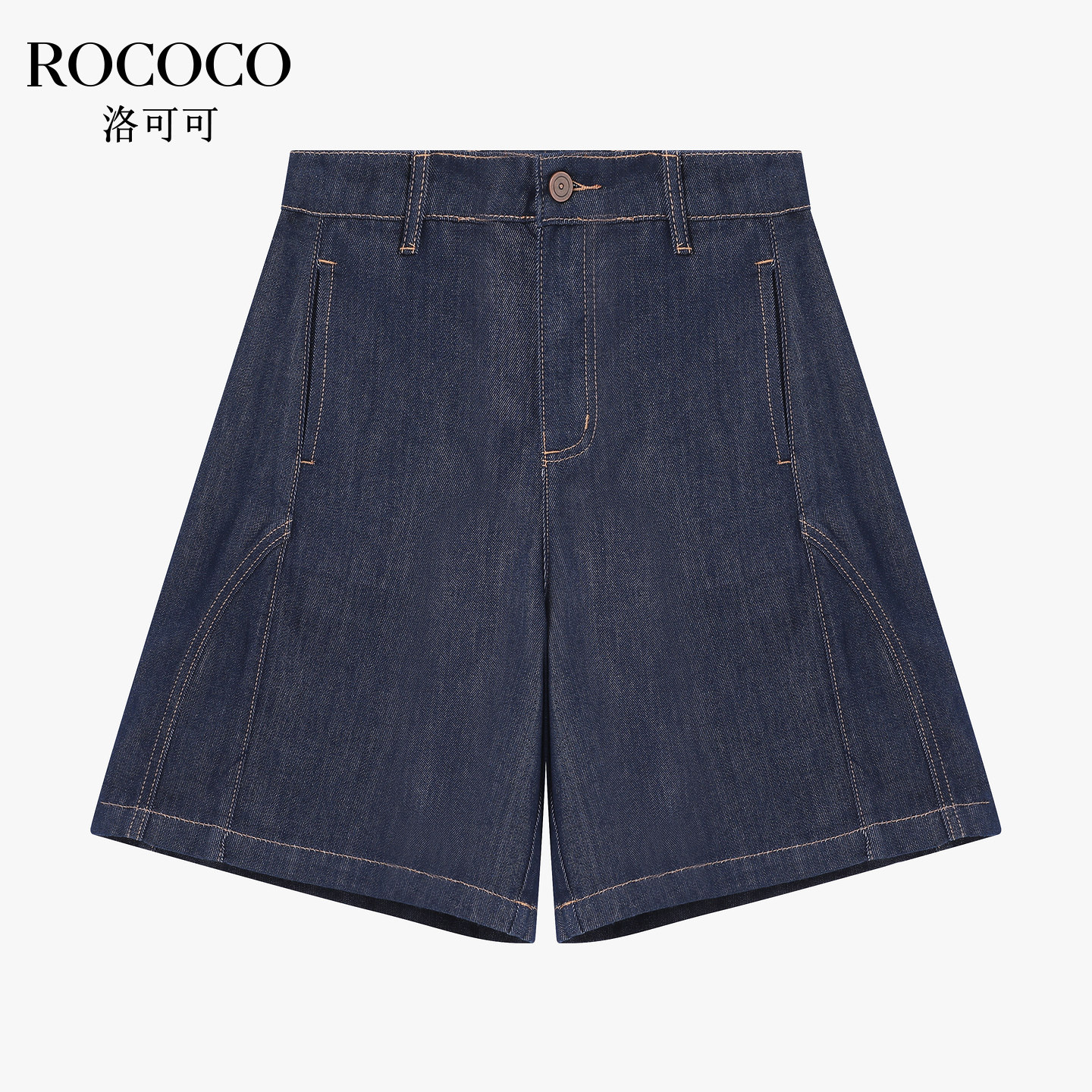 ROCOCO/洛可可莱赛尔高腰牛仔短裤女夏季宽松显瘦休闲五分裤