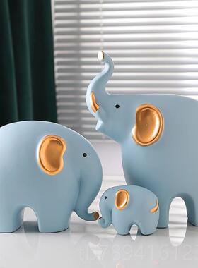 高档客厅吉祥物摆件陶瓷搬饰大象新房玄酒柜餐边柜装高关端乔迁家