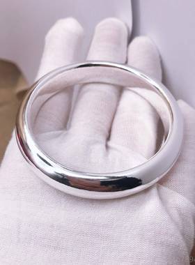 高档足面银999银手镯光手纯工银手镯泥鳅背开款口或闭口银镯子定