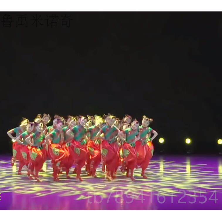 高档福来娃驾一到表演服蹈儿童演出服福娃了舞服装六喜庆灯笼裤舞